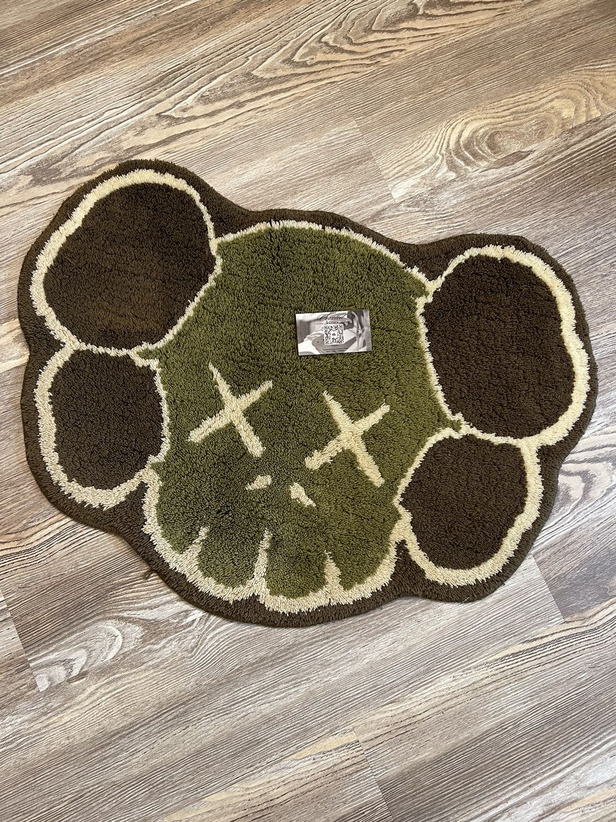 Original Fake Kaws Original Fake 2011 Green Skull Mat Rug RARE | Grailed