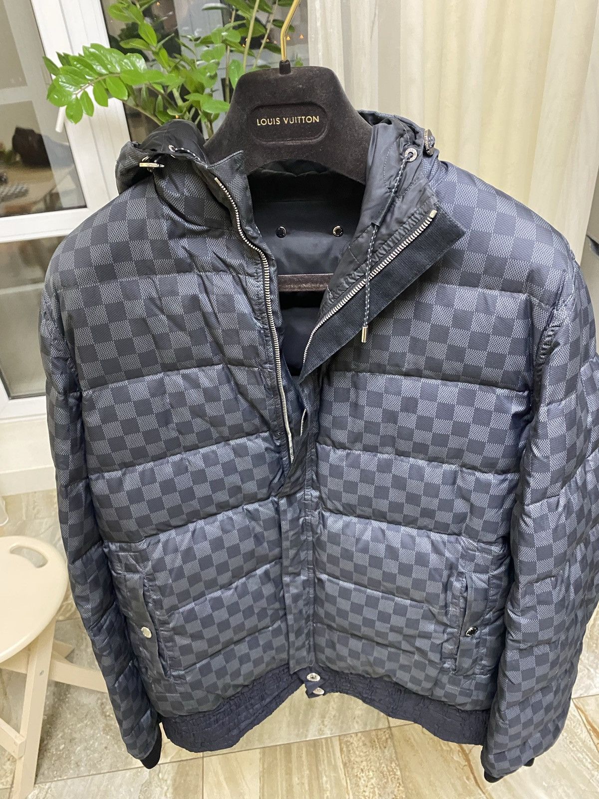 Louis Vuitton Black Damier Reversible Puffer Jacket