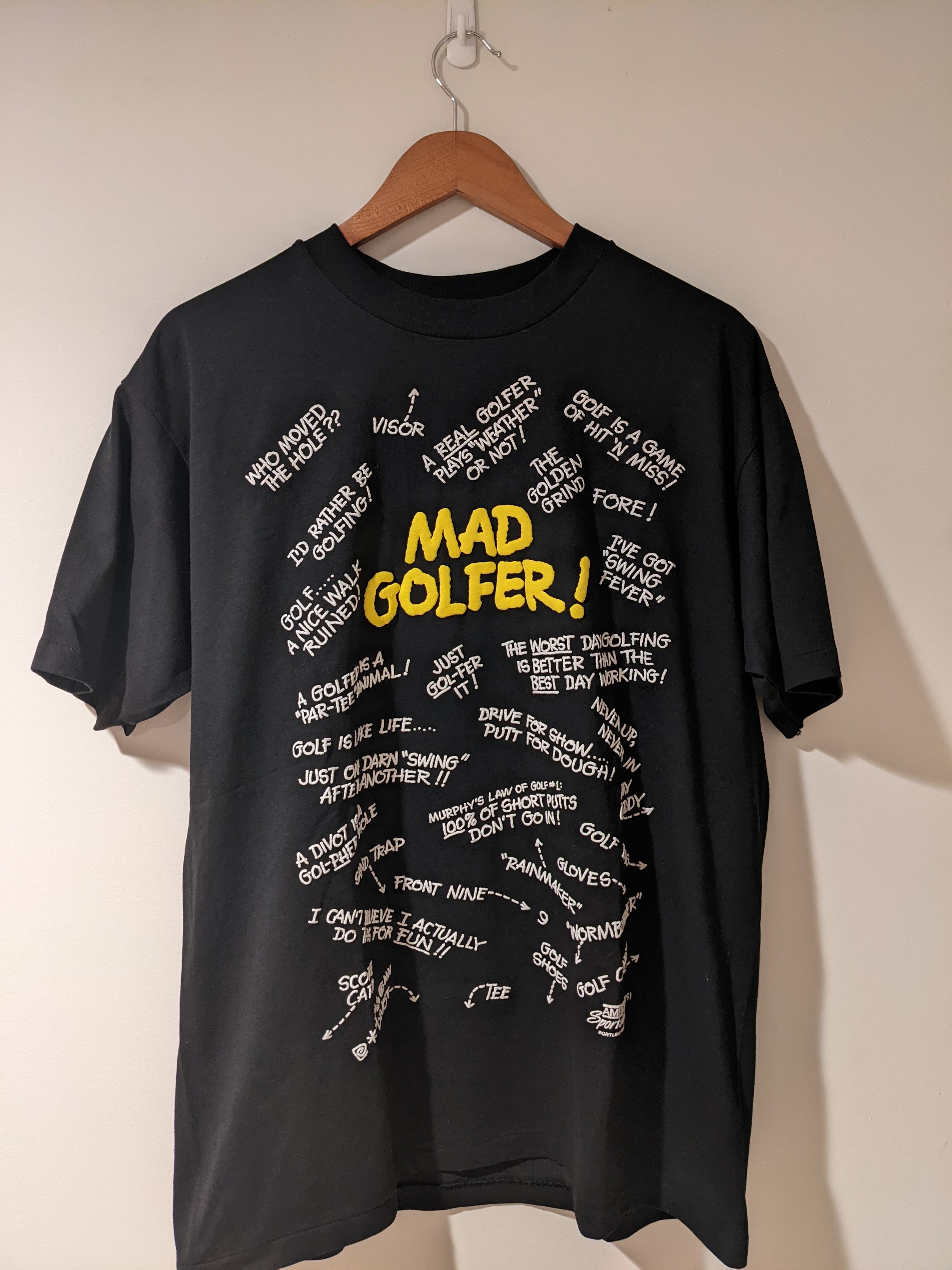Hanes Vintage 1991 Mad Golfer American Sportswear T-Shirt Size US XL / EU 56 / 4 - 1 Thumbnail