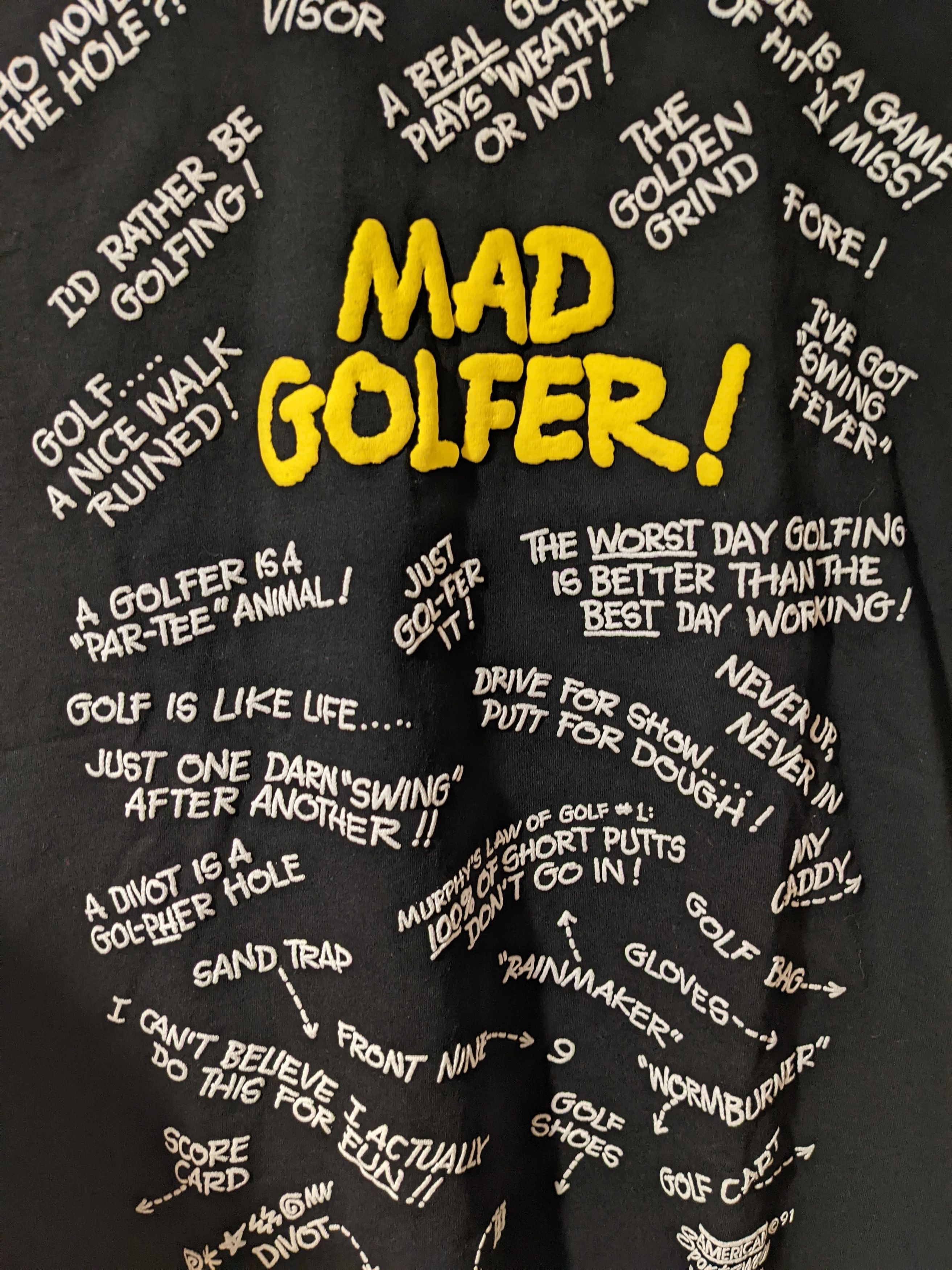 Hanes Vintage 1991 Mad Golfer American Sportswear T-Shirt Size US XL / EU 56 / 4 - 2 Thumbnail