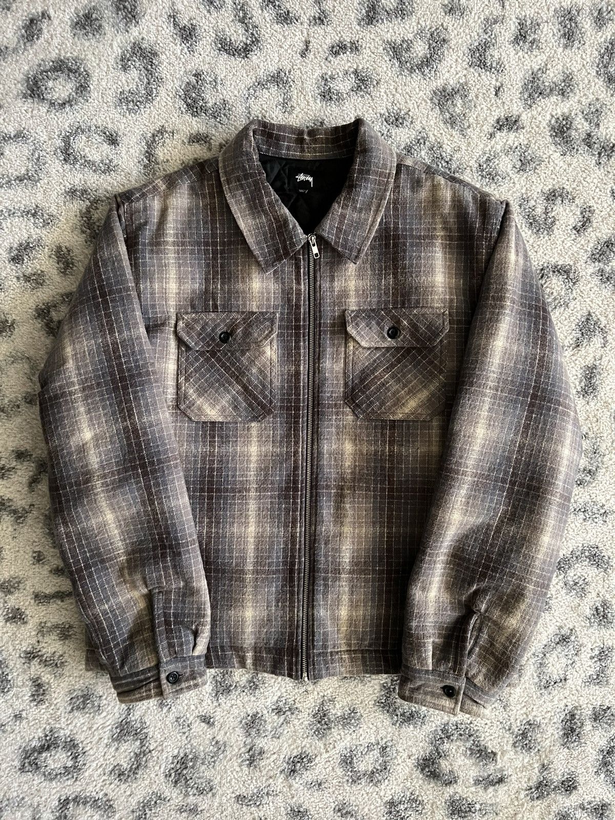 Stussy Stussy Heavy Brush Plaid Zip Up Jacket | Grailed