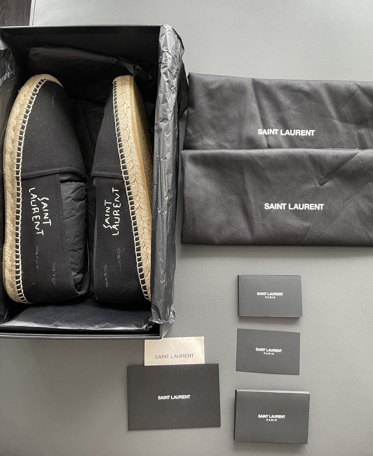 Hedi Slimane Brand New Super Rare Runway SL Logo Distressed Espadrilles Size US 9.5 / EU 42-43 - 3 Thumbnail