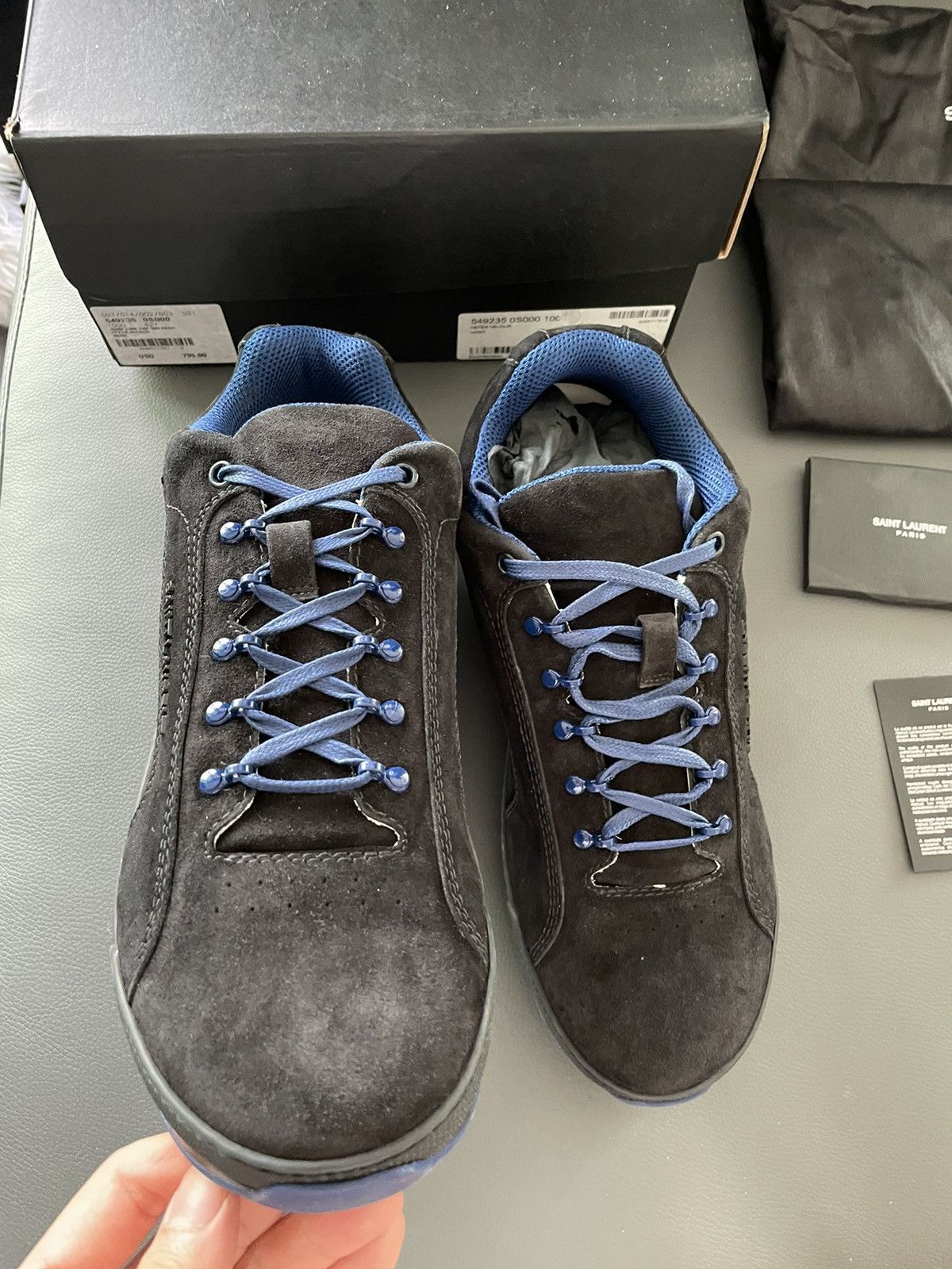 Saint Laurent Paris $890 Value Runway Brand NEW Velour Velvet Jump Sneakers Size US 9 / EU 42 - 3 Thumbnail