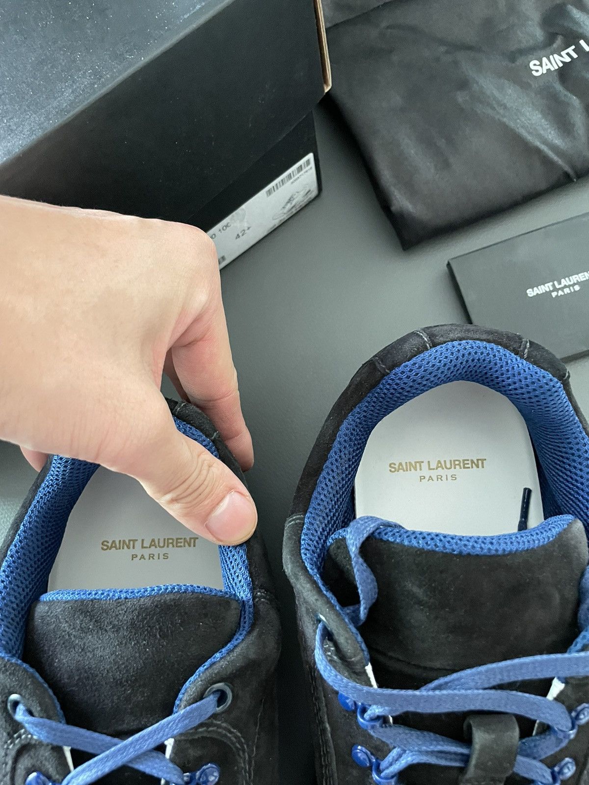 Saint Laurent Paris $890 Value Runway Brand NEW Velour Velvet Jump Sneakers Size US 9 / EU 42 - 6 Thumbnail