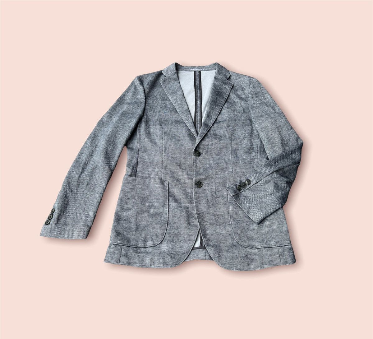 Japanese Brand × Jun Takahashi × Uniqlo VINTAGE Y2k UNIQLO GREY PLAID BLAZER Size US M / EU 48-50 / 2 - 3 Thumbnail