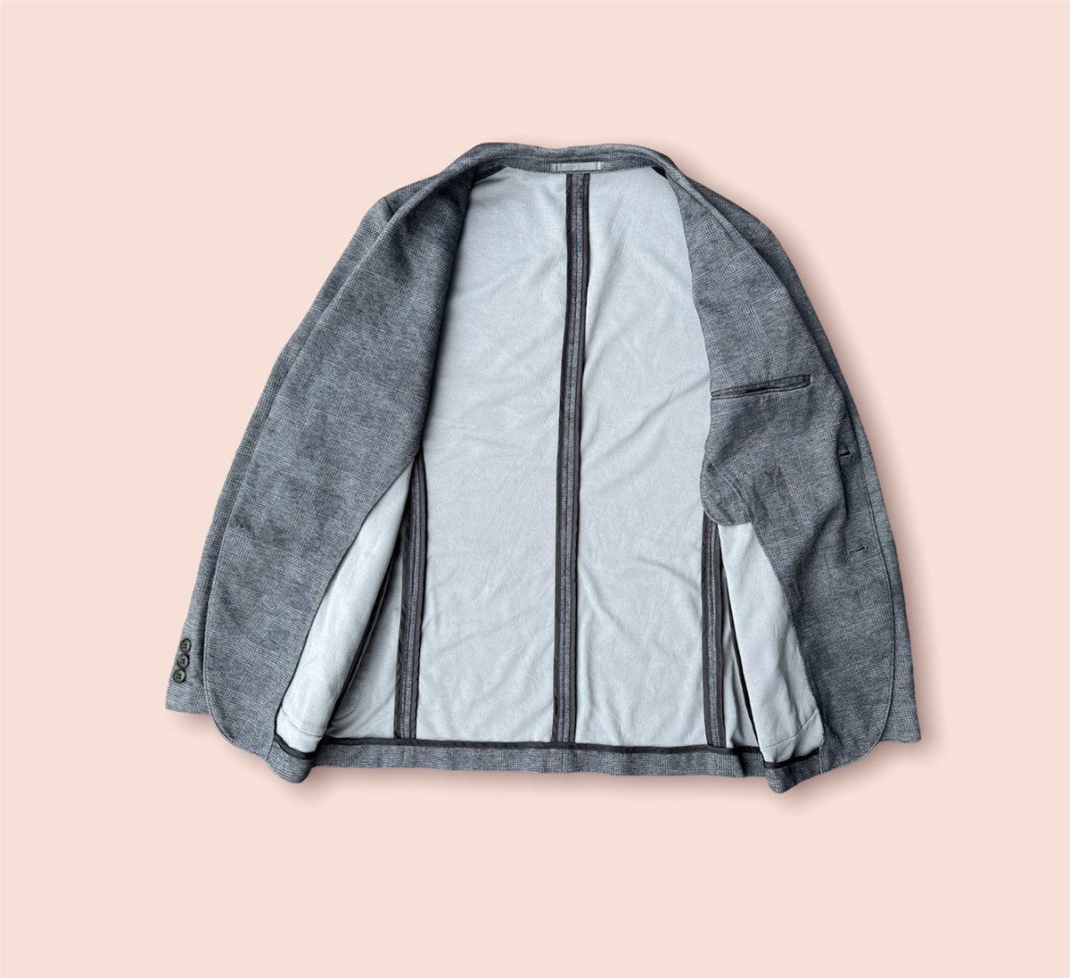 Japanese Brand × Jun Takahashi × Uniqlo VINTAGE Y2k UNIQLO GREY PLAID BLAZER Size US M / EU 48-50 / 2 - 5 Thumbnail