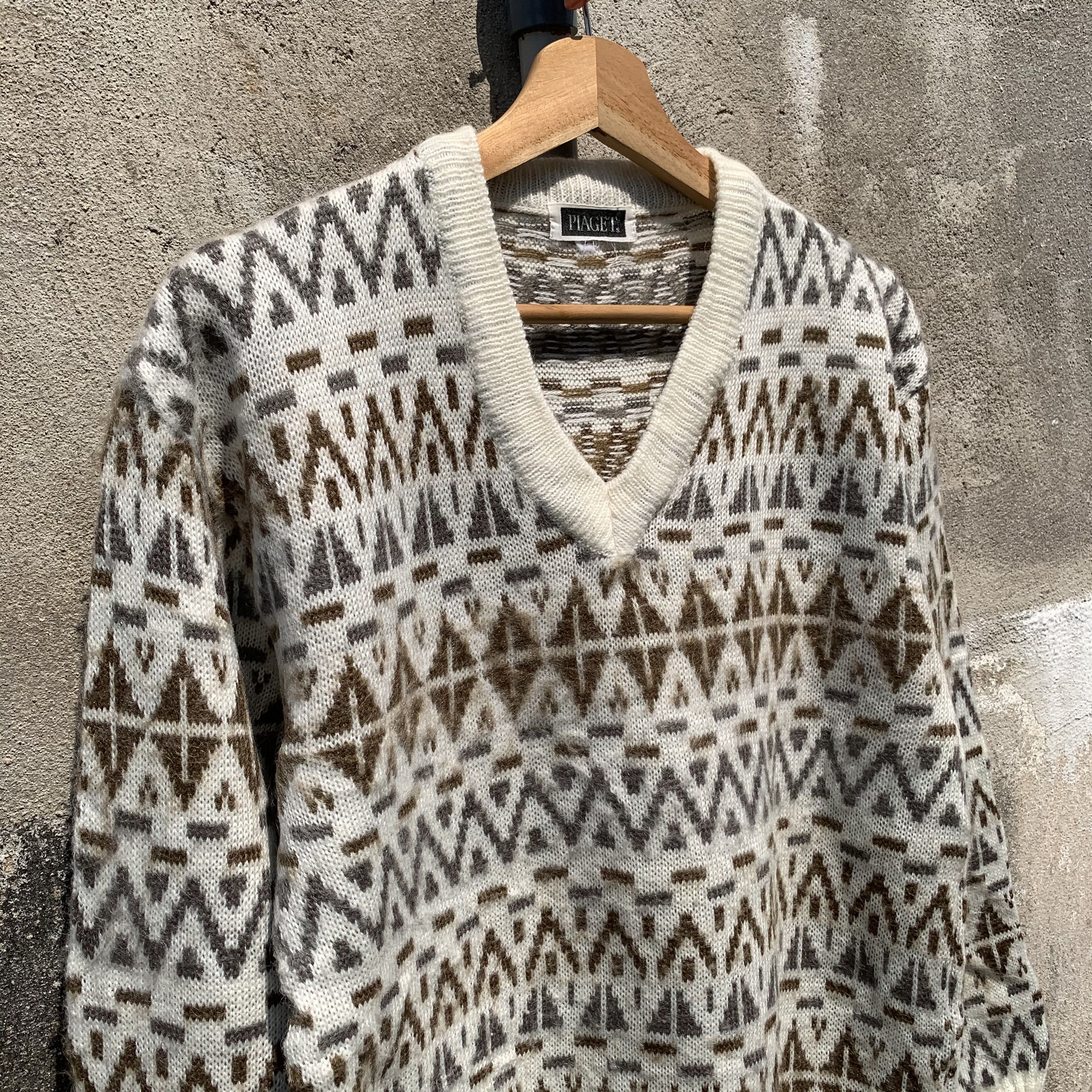 Piaget 1990’s Vintage Piaget Knit Jumper Arts Vneck Sweater Size US M / EU 48-50 / 2 - 3 Thumbnail
