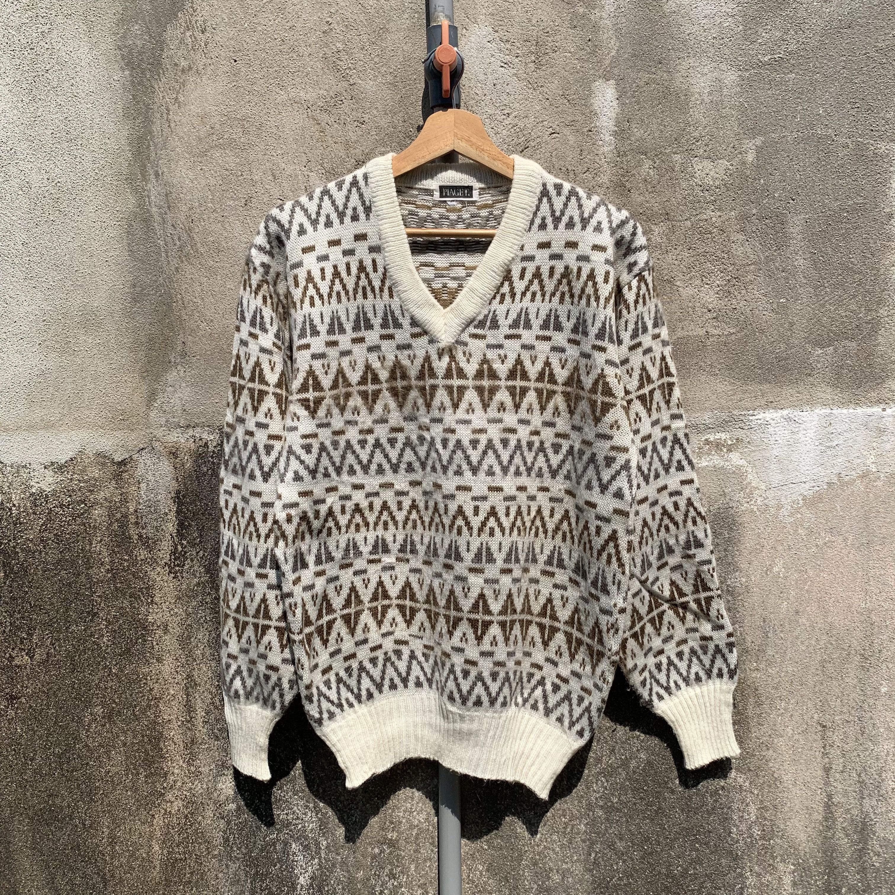 Piaget 1990’s Vintage Piaget Knit Jumper Arts Vneck Sweater Size US M / EU 48-50 / 2 - 1 Thumbnail