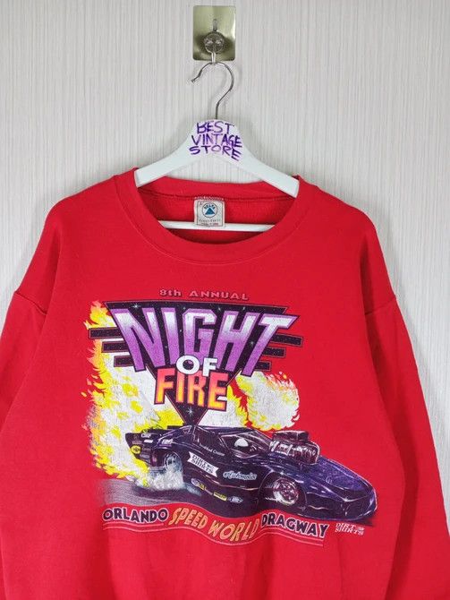 Sports Specialties × Vintage Rare Vintage 90s Orlando Speed World Dragway Sweatshirt Size US L / EU 52-54 / 3 - 3 Thumbnail