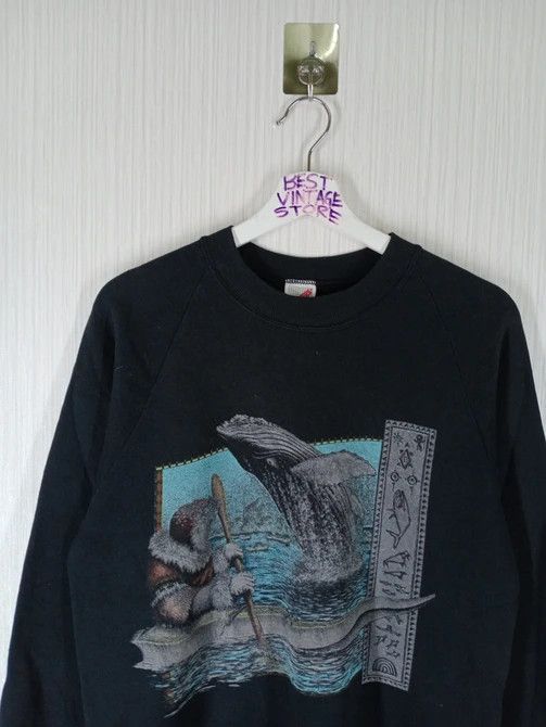 Jerzees × Vintage Rare Vintage 90s Alaska Art Crewneck Sweatshirt Size US L / EU 52-54 / 3 - 1 Thumbnail
