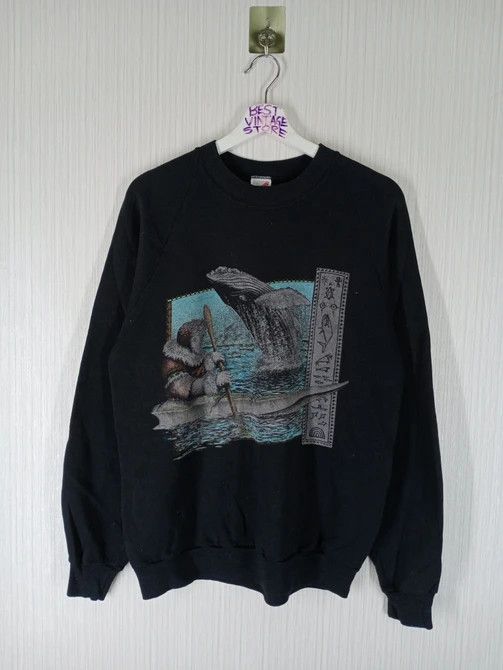 Jerzees × Vintage Rare Vintage 90s Alaska Art Crewneck Sweatshirt Size US L / EU 52-54 / 3 - 3 Thumbnail
