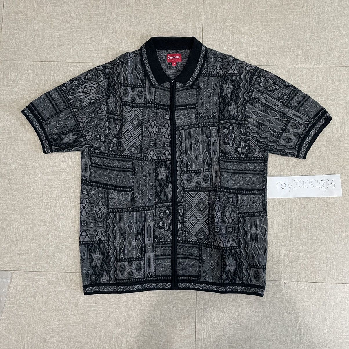 Supreme patchwork knit zip up polo hot sale