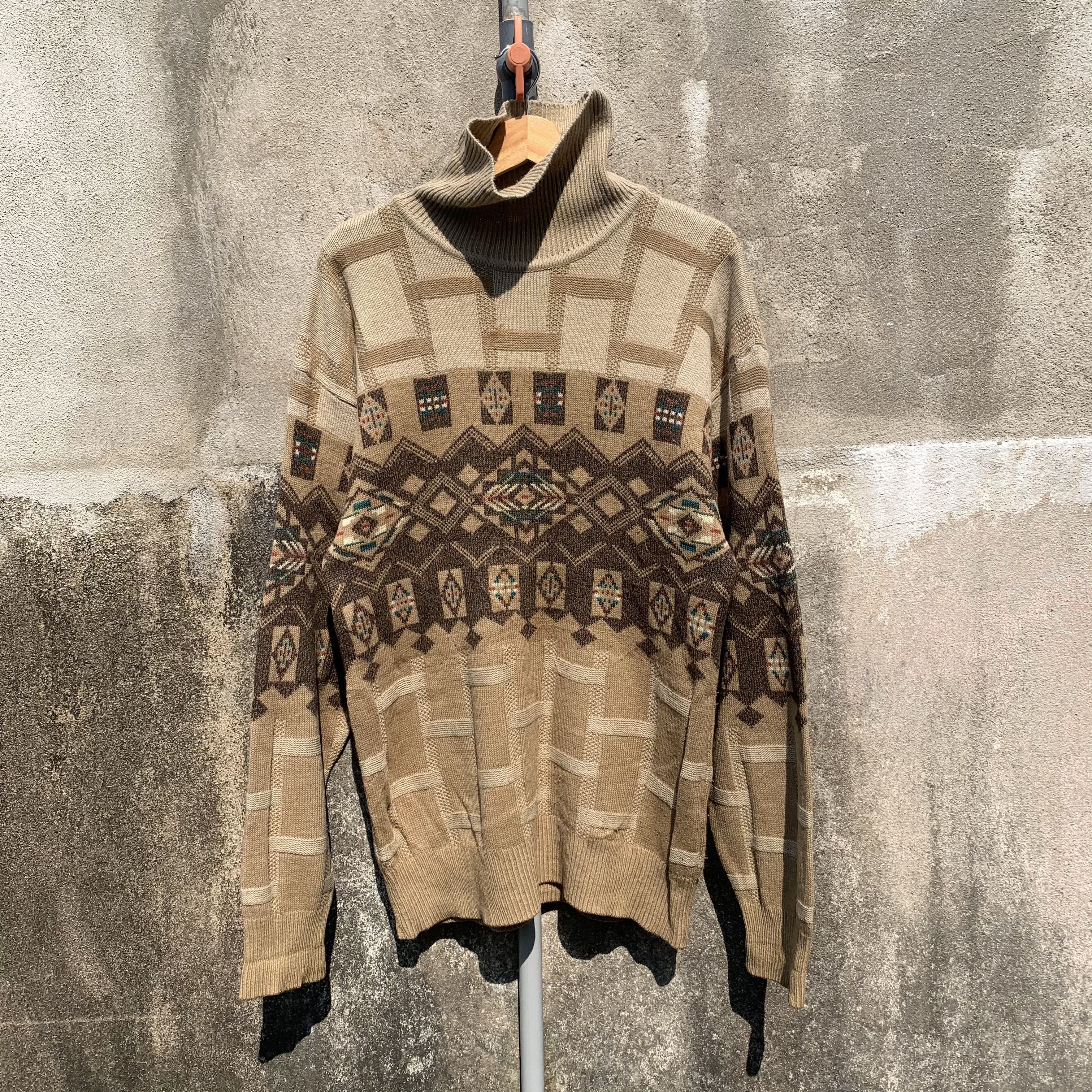 Japanese Brand Navajo Japanese Brand Knit Baggy VERYRARE Turtleneck Sweater Size US S / EU 44-46 / 1 - 1 Thumbnail