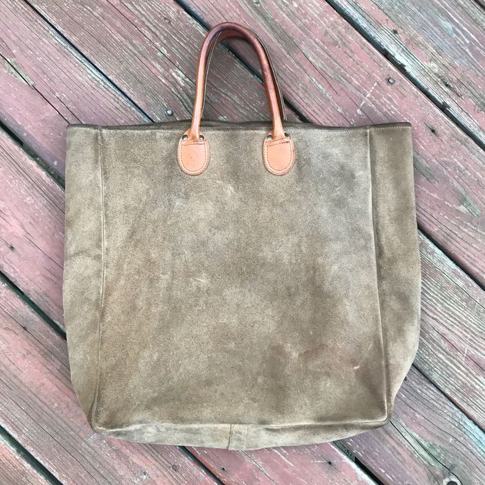 Vintage Brookstone Vintage Suede Leather Tote Grailed