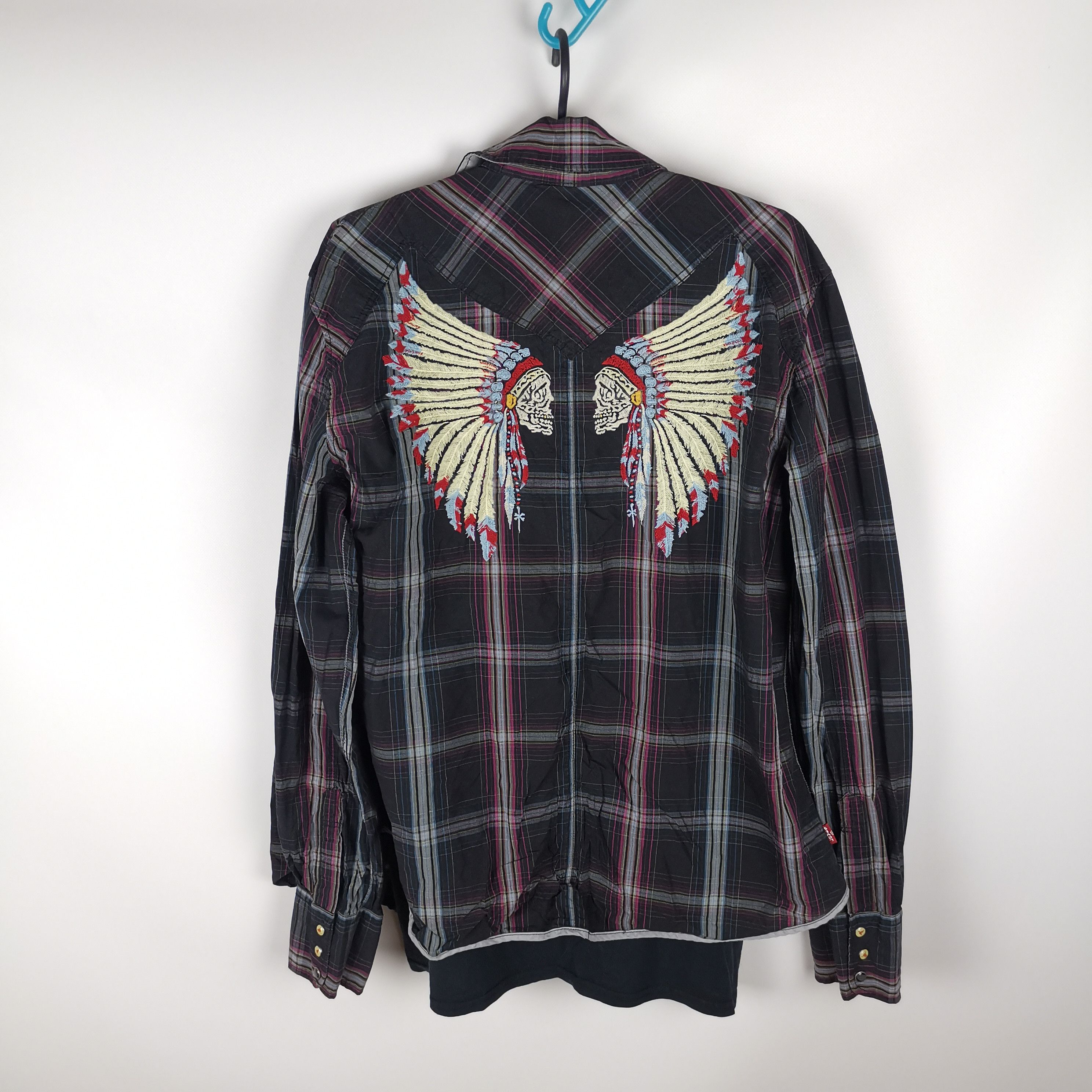 Levi's Levis Indian Skull check plaid shirt overshirt Size US L / EU 52-54 / 3 - 1 Thumbnail