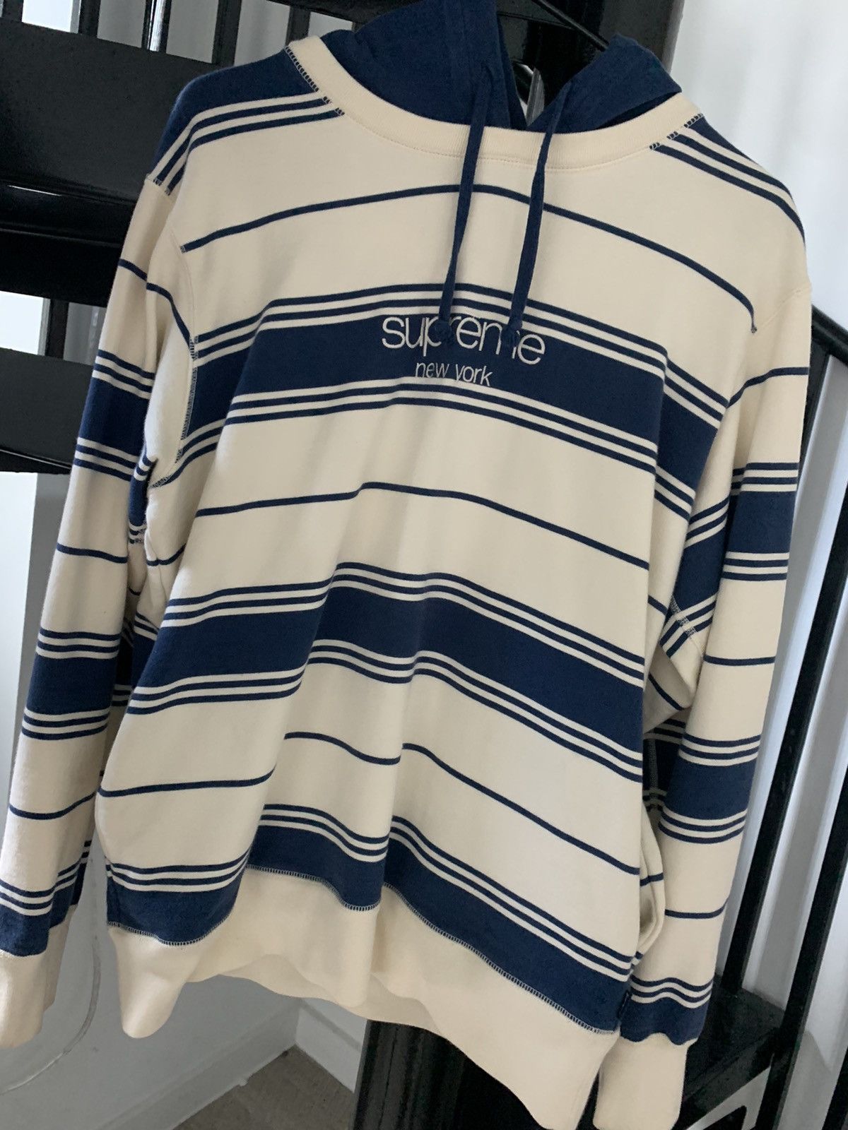 Supreme Supreme New York Striped Hoodie Grailed