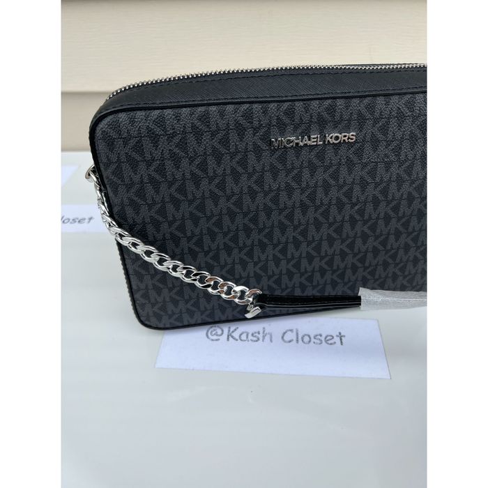 Michael Kors Jet Set Large East West Crossbody Black MK Signature  192317779714