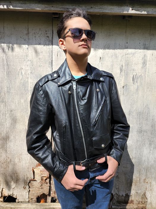 Excelled Vintage 60s Excelled Black Genuine Leather Biker Jacket