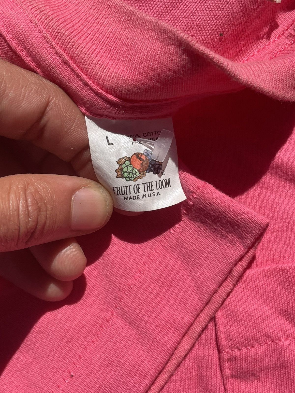 Fruit Of The Loom Vintage 80s FOTL Tee Pocket Shirt Blank Fruit of the Loom Size US L / EU 52-54 / 3 - 3 Thumbnail