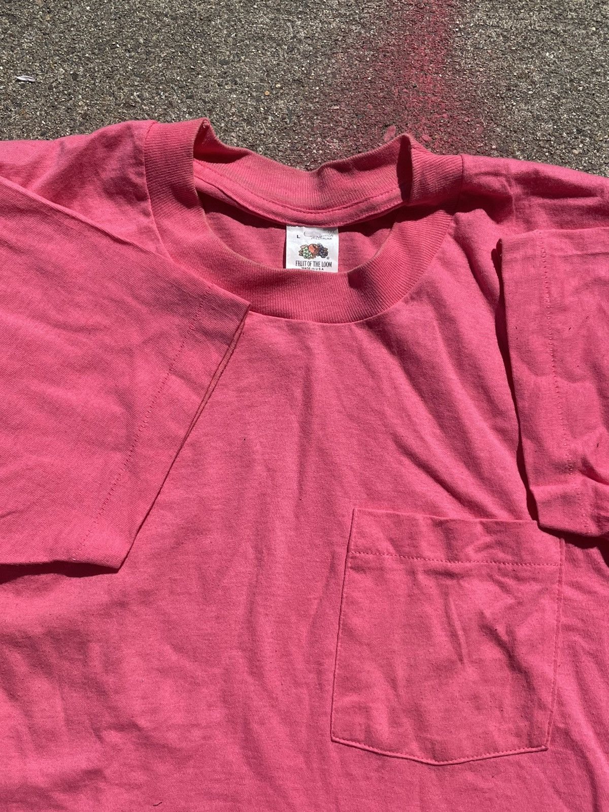 Fruit Of The Loom Vintage 80s FOTL Tee Pocket Shirt Blank Fruit of the Loom Size US L / EU 52-54 / 3 - 1 Thumbnail