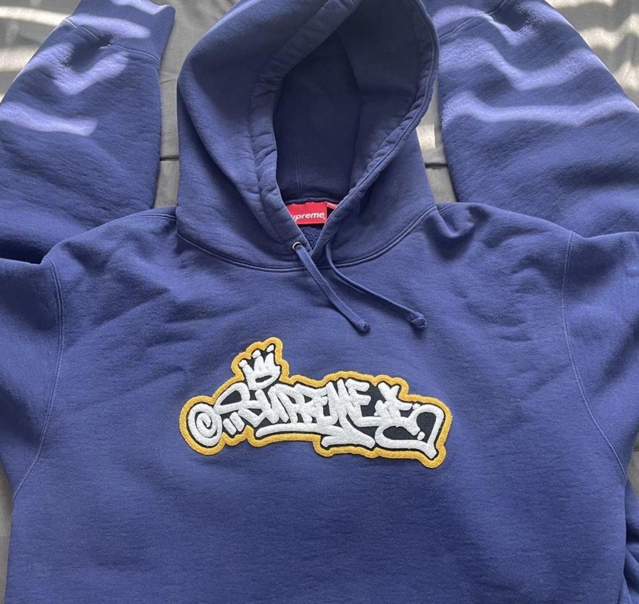 Supreme Supreme Chenille Handstyle Hooded Sweatshirt Navy XL  