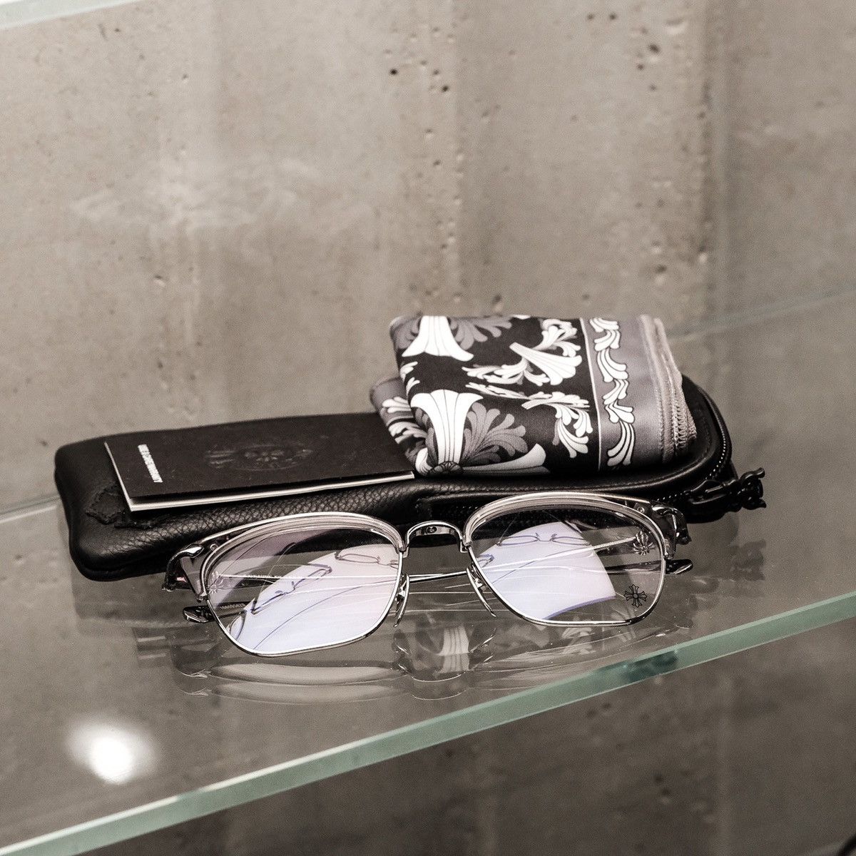 C] Chrome Hearts glasses SLUNTRADICTION Black Silver 54□19