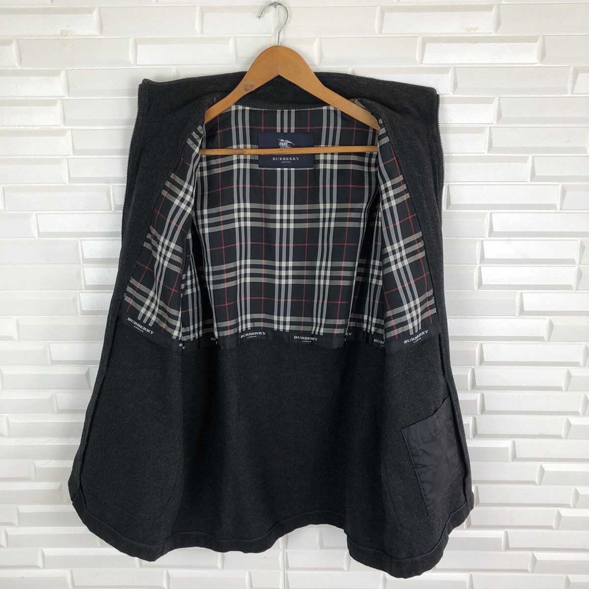 Burberry × Vintage BURBERRY WOOL FULL ZIPPER JACKET Size US M / EU 48-50 / 2 - 10 Thumbnail