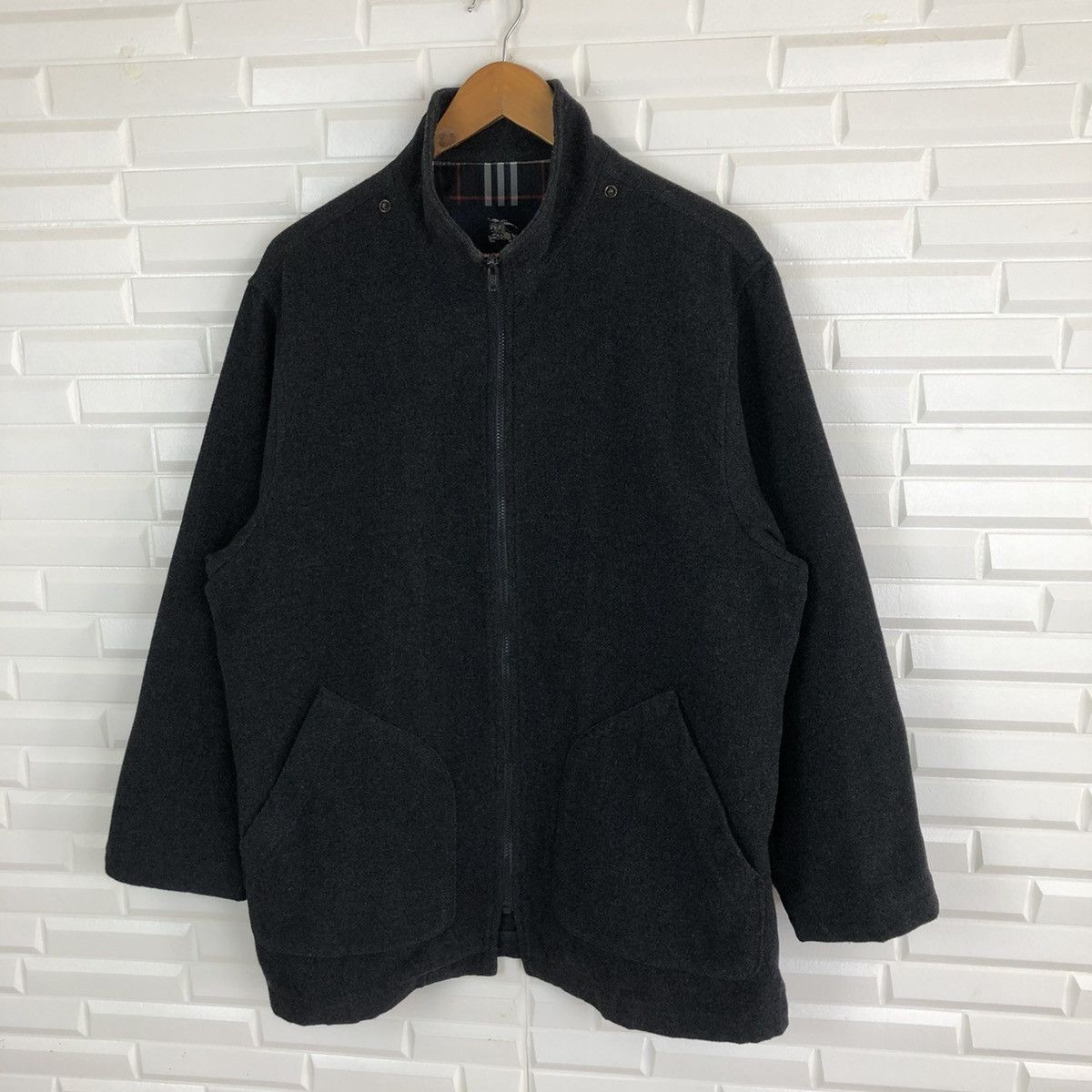 Burberry × Vintage BURBERRY WOOL FULL ZIPPER JACKET Size US M / EU 48-50 / 2 - 3 Thumbnail