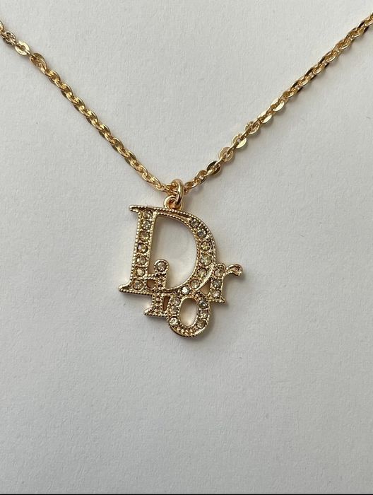 Dior Dior necklace monogram logo crystal gold | Grailed