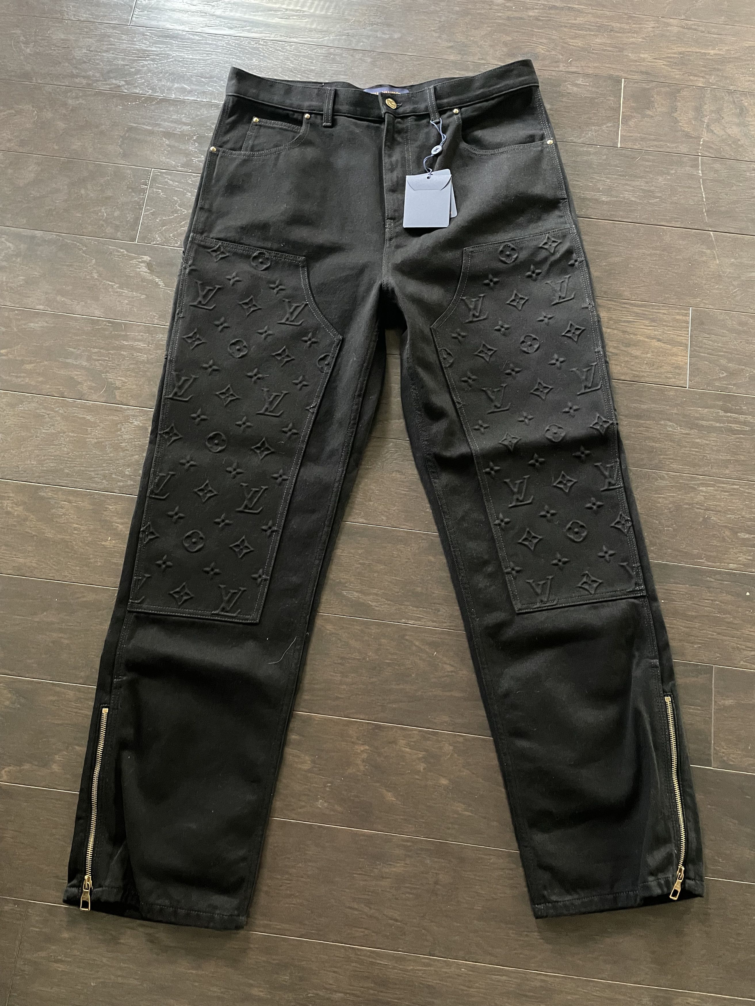 Louis Vuitton Monogram Detail Carpenter Denim Pants Grailed