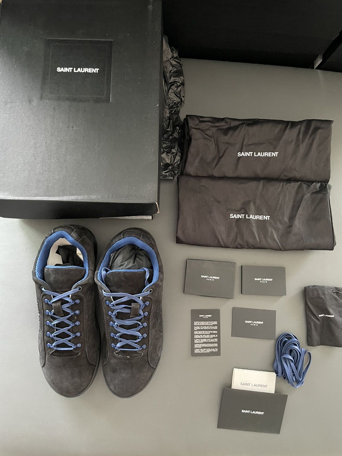 Hedi Slimane × Saint Laurent Paris × Yves Saint Laurent $890 Value Runway Brand NEW Velour Velvet Jump Sneakers Size US 10.5 / EU 43-44 - 8 Thumbnail