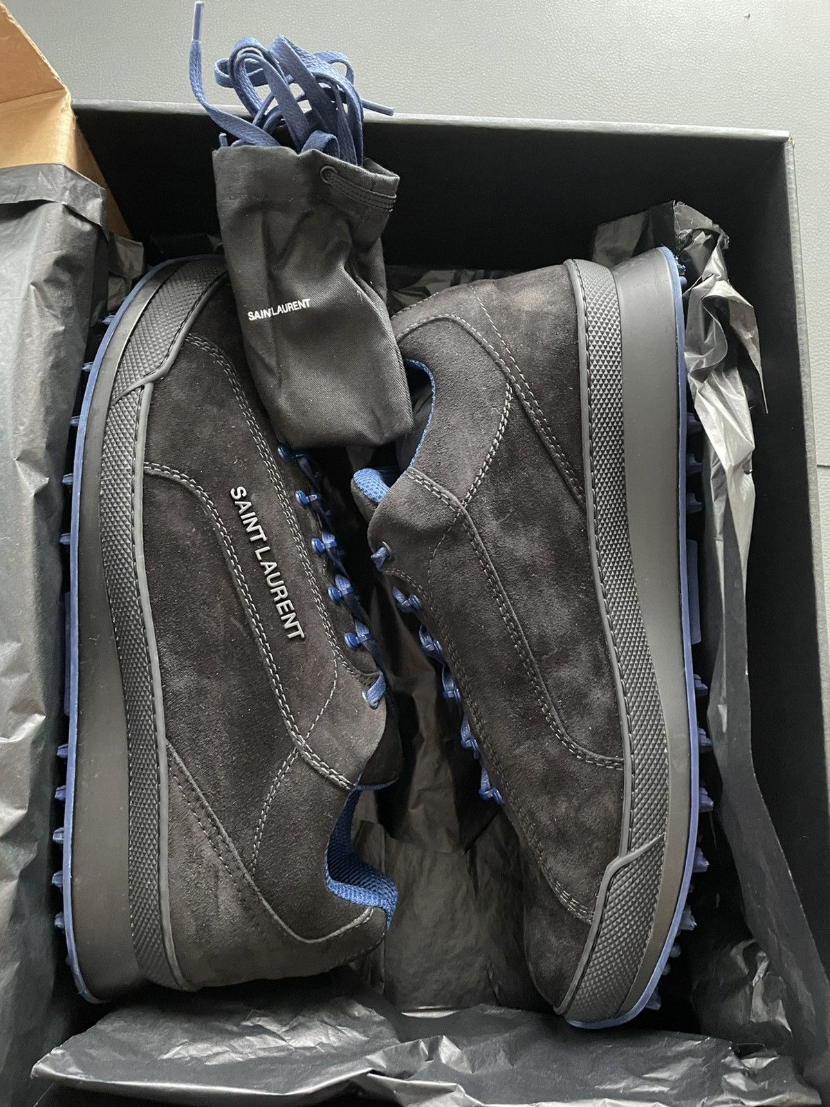 Hedi Slimane × Saint Laurent Paris × Yves Saint Laurent $890 Value Runway Brand NEW Velour Velvet Jump Sneakers Size US 10.5 / EU 43-44 - 3 Thumbnail