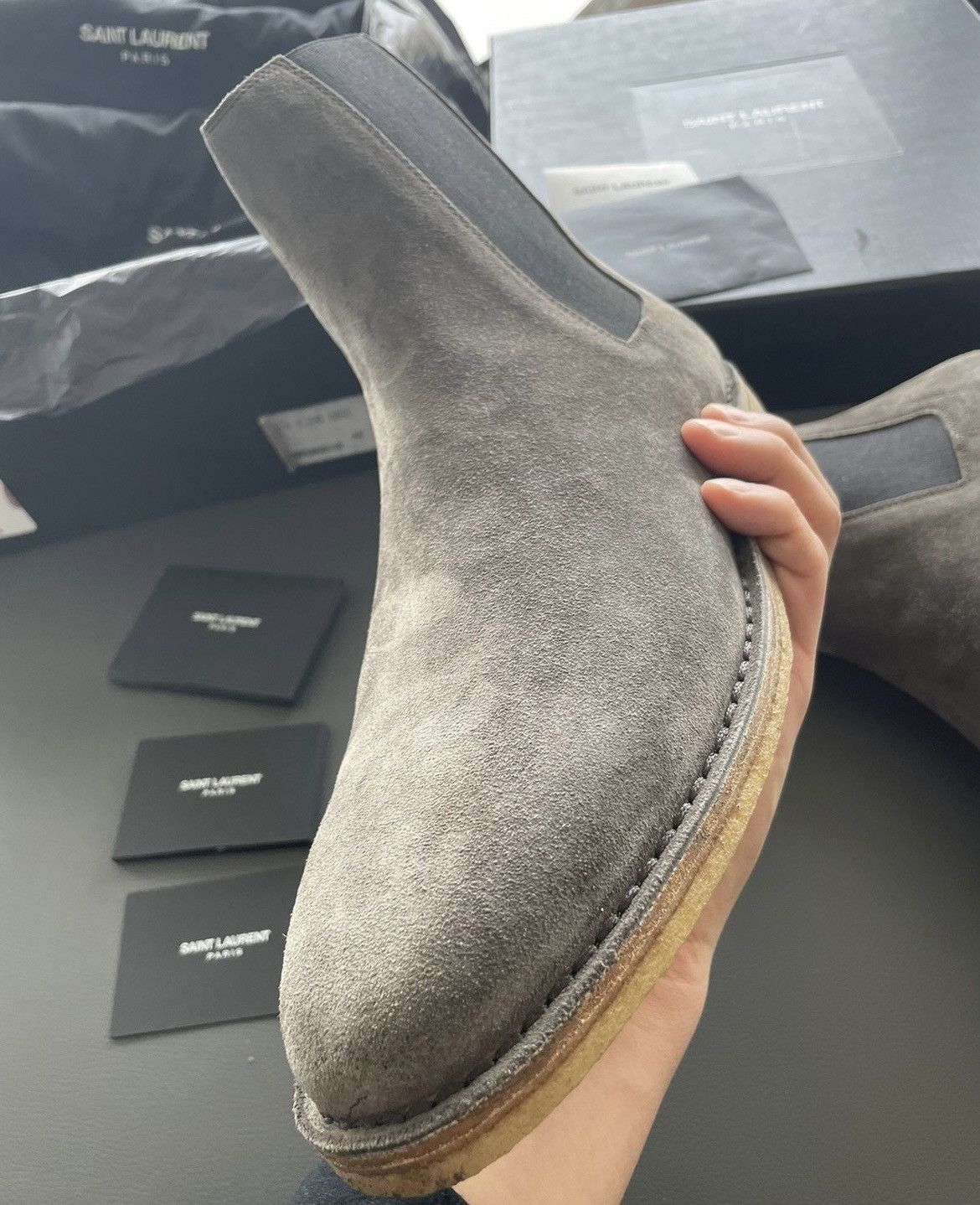 Saint Laurent Paris Rare Brand NEW Runway Classic Suede Leather Chelsea Boots Size US 10 / EU 43 - 13 Thumbnail