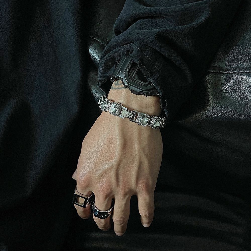 Jewelry × Vintage Fashion Square Beads Hip Hop Men's Bracelet Size ONE SIZE - 1 Thumbnail