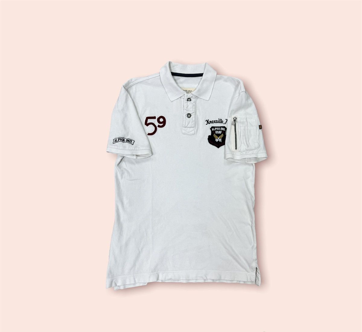 Alpha Industries × Aviator Nation × Vintage RARE VINTAGE ALPHA INDUSTRIES POLO SHIRT Size US XL / EU 56 / 4 - 2 Thumbnail