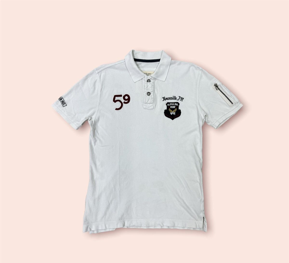 Alpha Industries × Aviator Nation × Vintage RARE VINTAGE ALPHA INDUSTRIES POLO SHIRT Size US XL / EU 56 / 4 - 3 Thumbnail