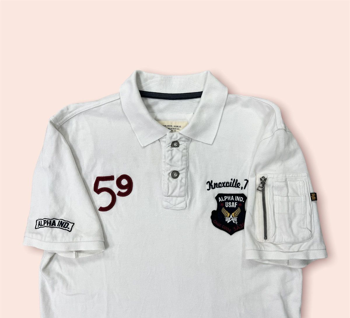Alpha Industries × Aviator Nation × Vintage RARE VINTAGE ALPHA INDUSTRIES POLO SHIRT Size US XL / EU 56 / 4 - 1 Thumbnail