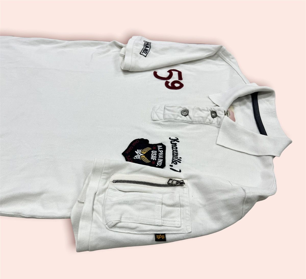 Alpha Industries × Aviator Nation × Vintage RARE VINTAGE ALPHA INDUSTRIES POLO SHIRT Size US XL / EU 56 / 4 - 6 Thumbnail