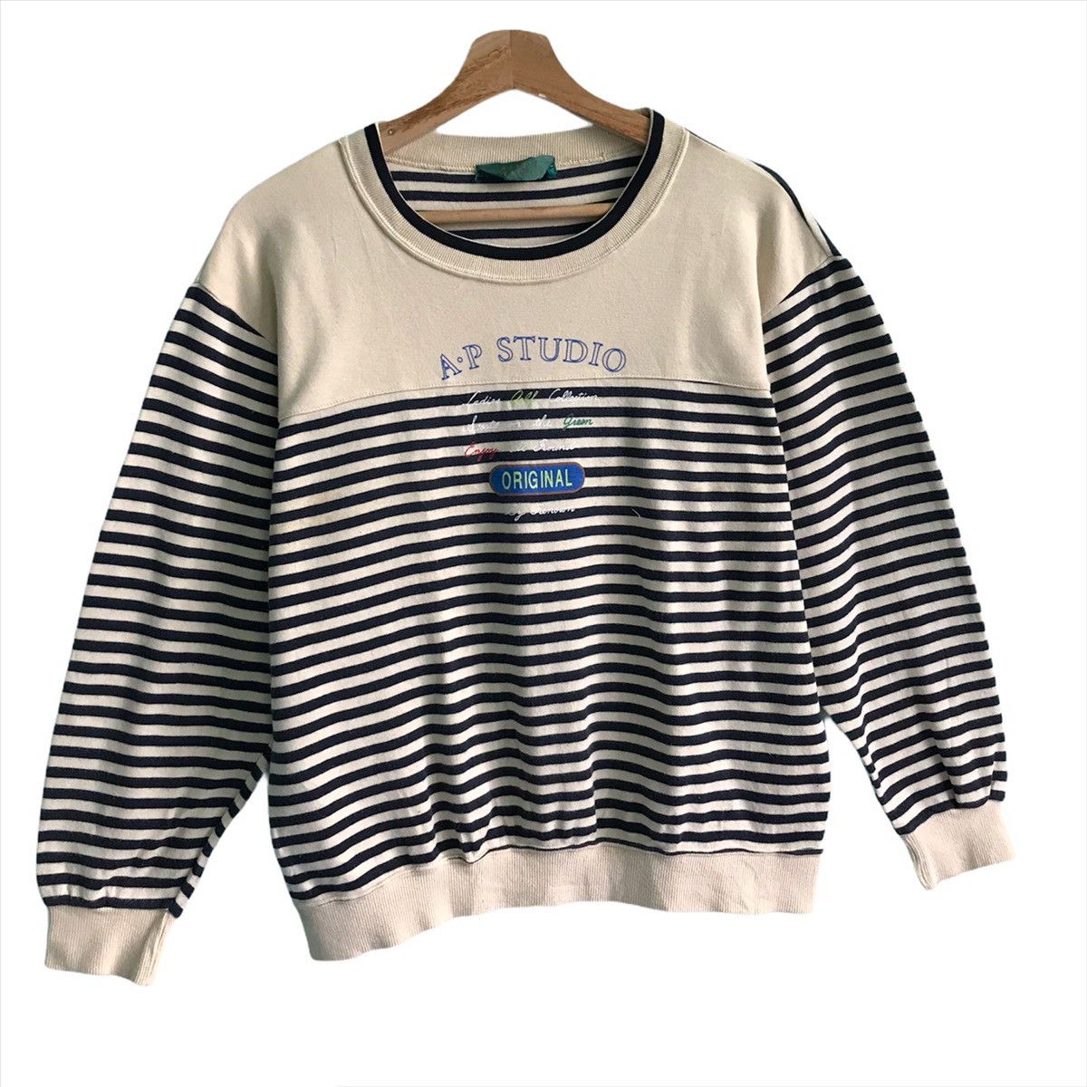Vintage Vintage 90’s AP Studio Spellout Crewneck Sweatshirt Size US M / EU 48-50 / 2 - 2 Thumbnail