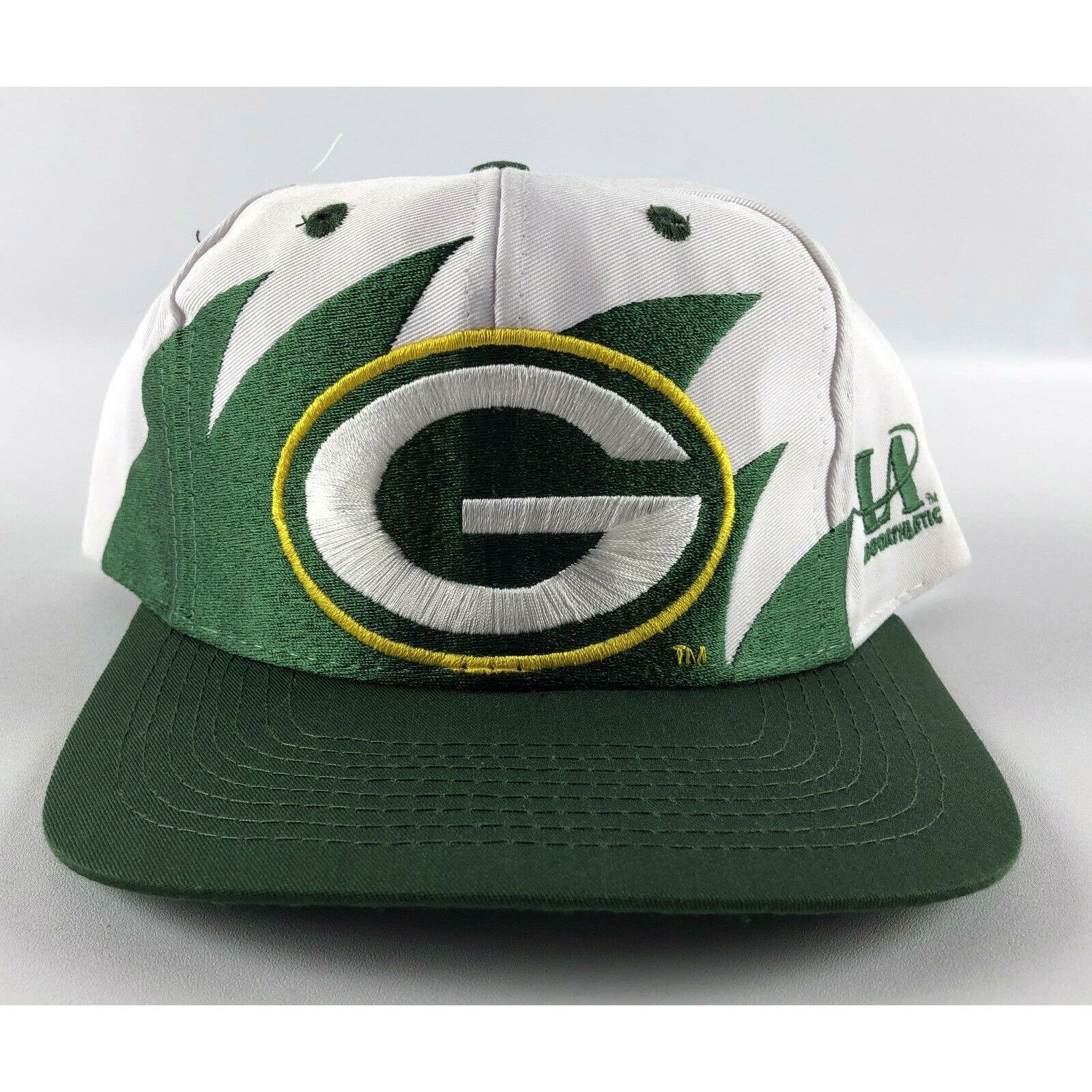 Vintage Logo Athletic Green Bay Packers Shark Tooth Twill Snapback Hat  EXCELLENT | SidelineSwap