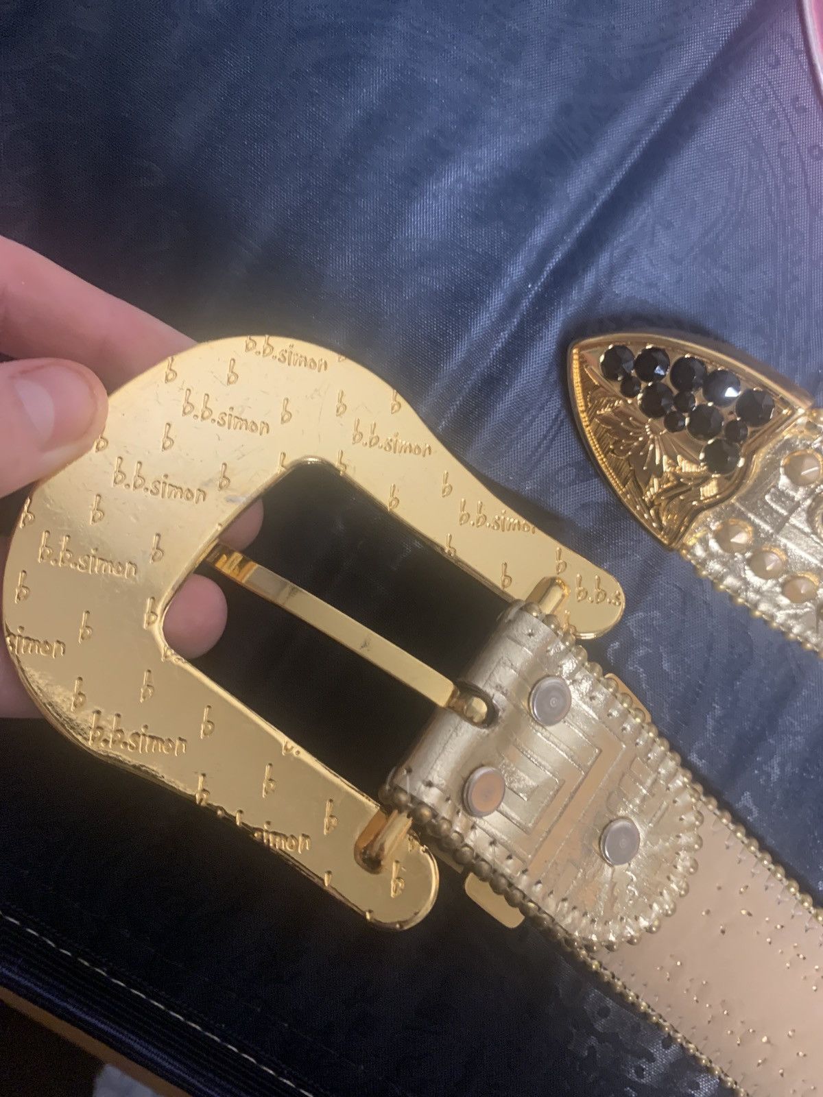 B.B. Simon B.B Simon Swarvoski Studded Belt Size 34 - 4 Thumbnail