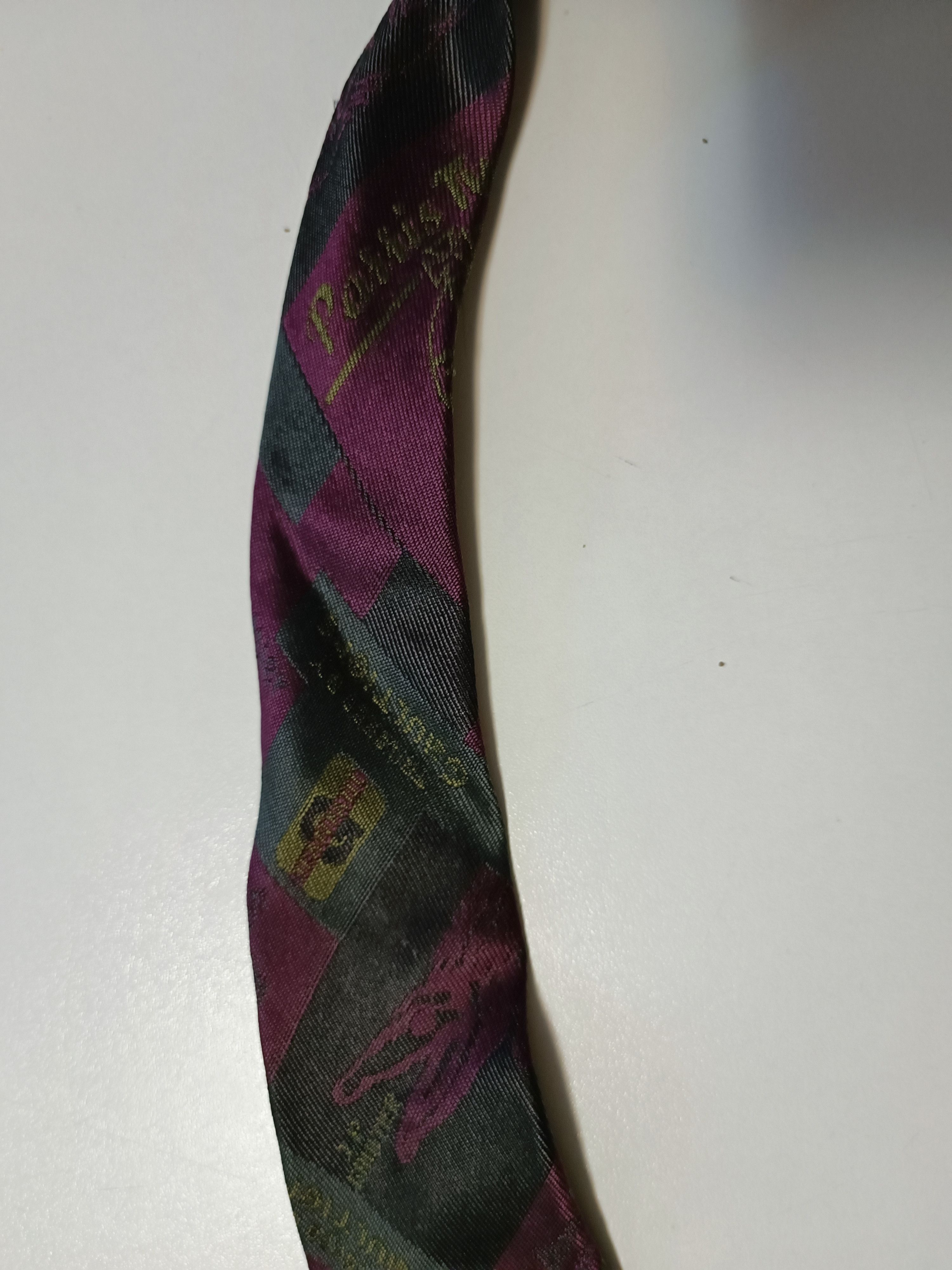 Jean Paul Gaultier Multilogo silk tie in purple, olive and dark grey. Size ONE SIZE - 8 Thumbnail