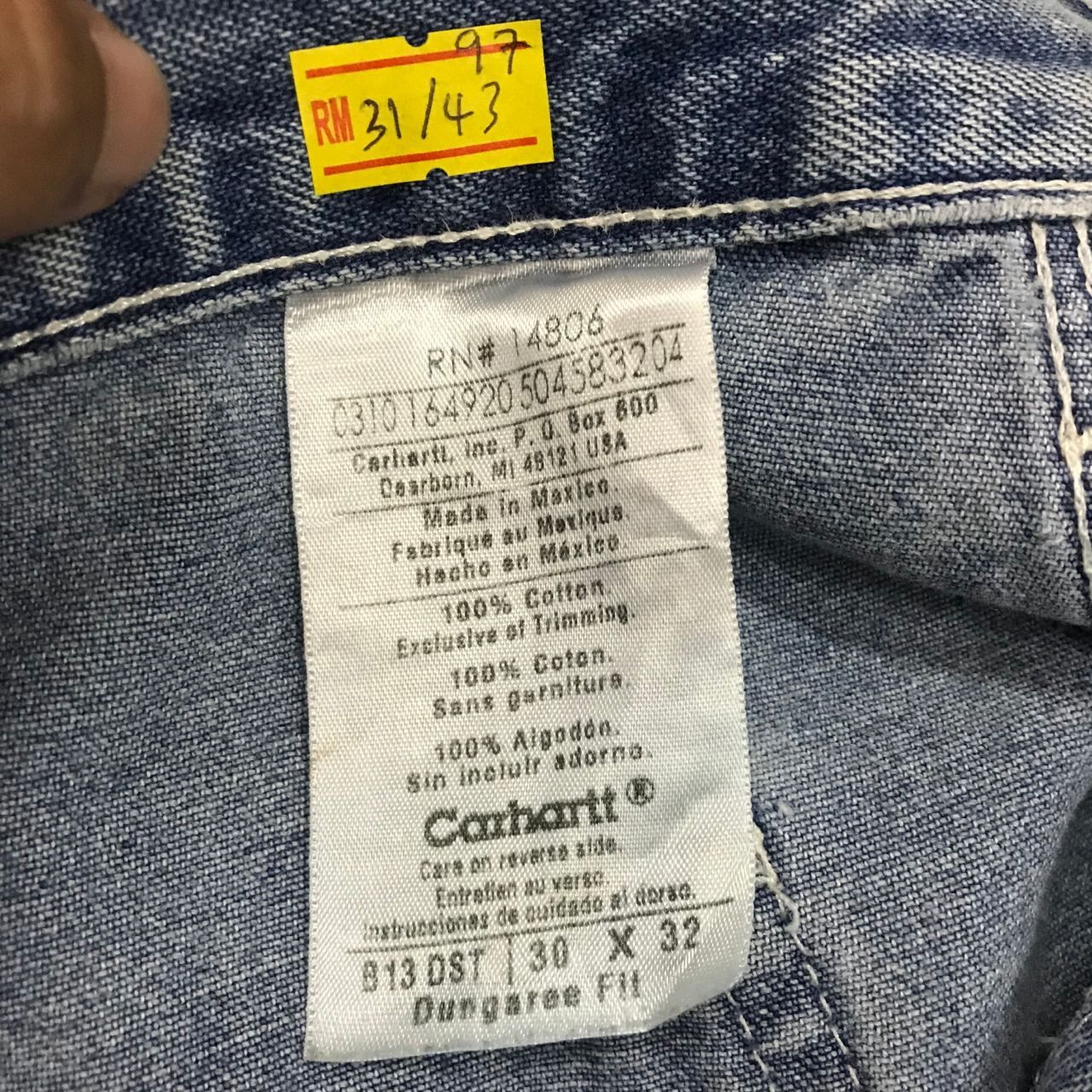 Carhartt × Vintage 💣CARHATT CARPENTER Workwear Custom Multi Logo Denim Jeans Size US 31 - 15 Thumbnail
