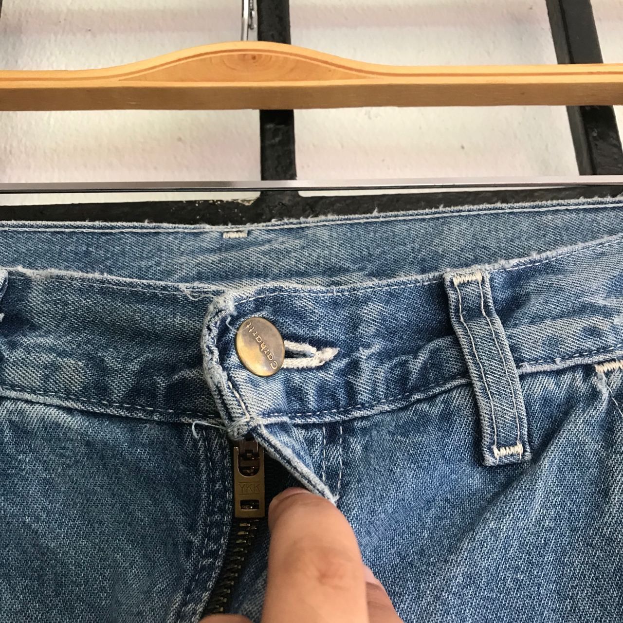 Carhartt × Vintage 💣CARHATT CARPENTER Workwear Custom Multi Logo Denim Jeans Size US 31 - 5 Thumbnail