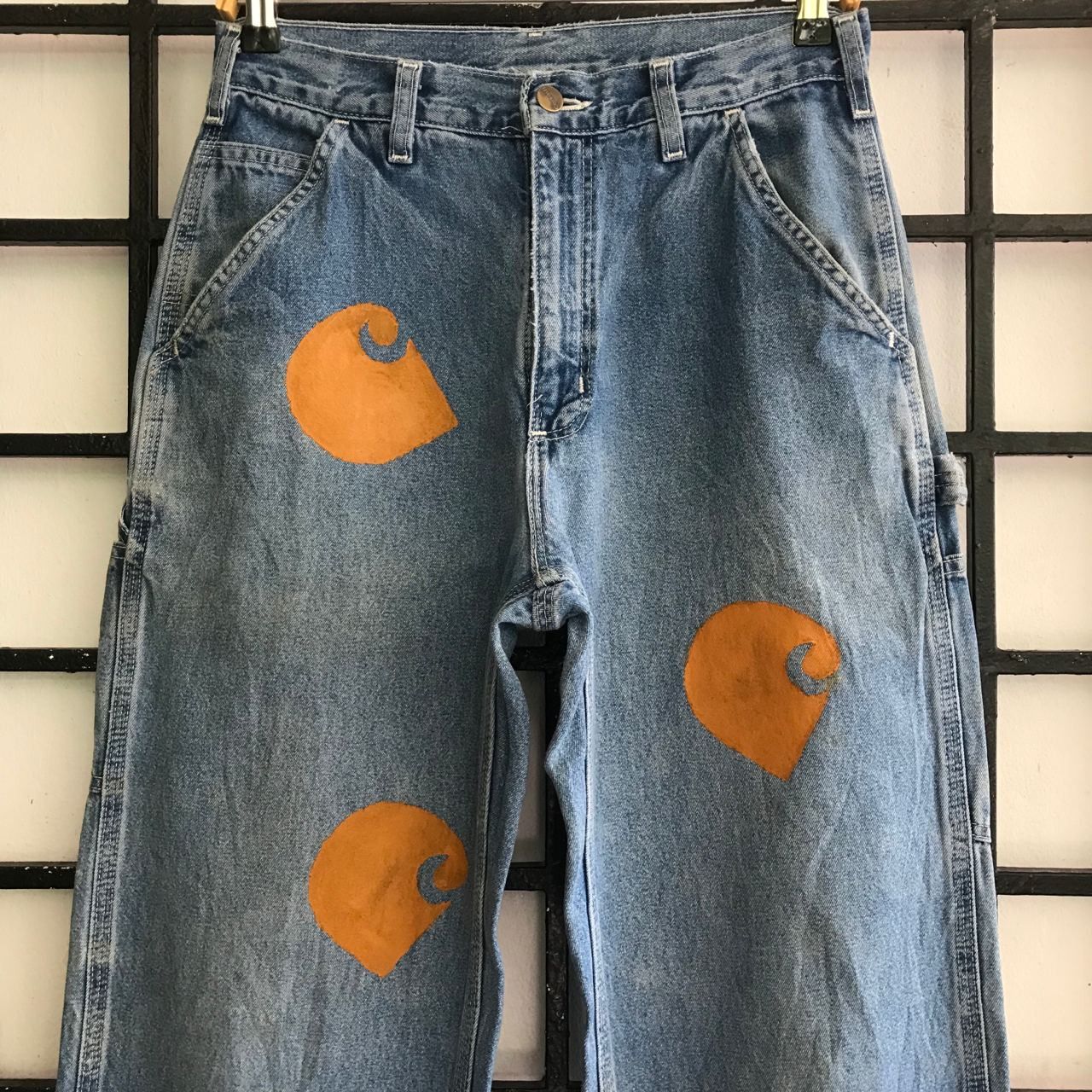 Carhartt × Vintage 💣CARHATT CARPENTER Workwear Custom Multi Logo Denim Jeans Size US 31 - 3 Thumbnail