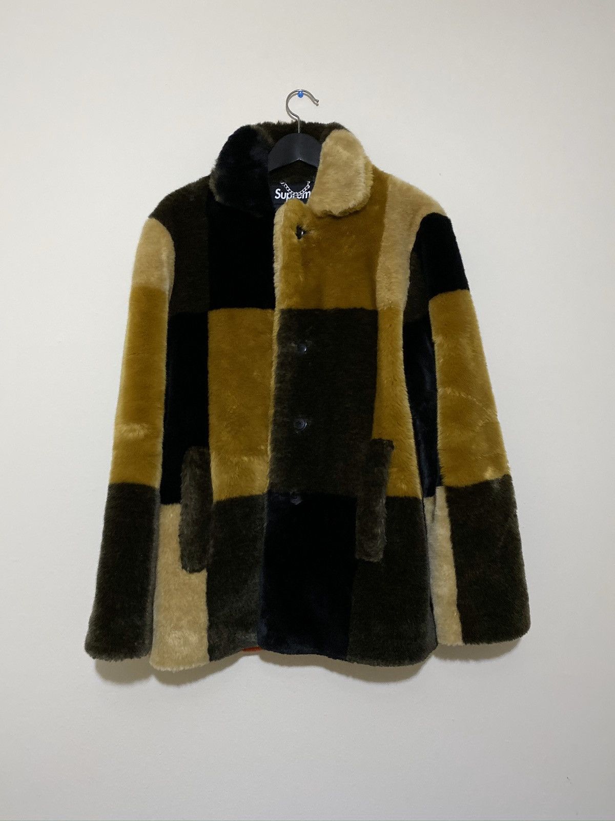 Supreme FW15 Faux Fur Patchwork Coat Size US M / EU 48-50 / 2 - 1 Thumbnail
