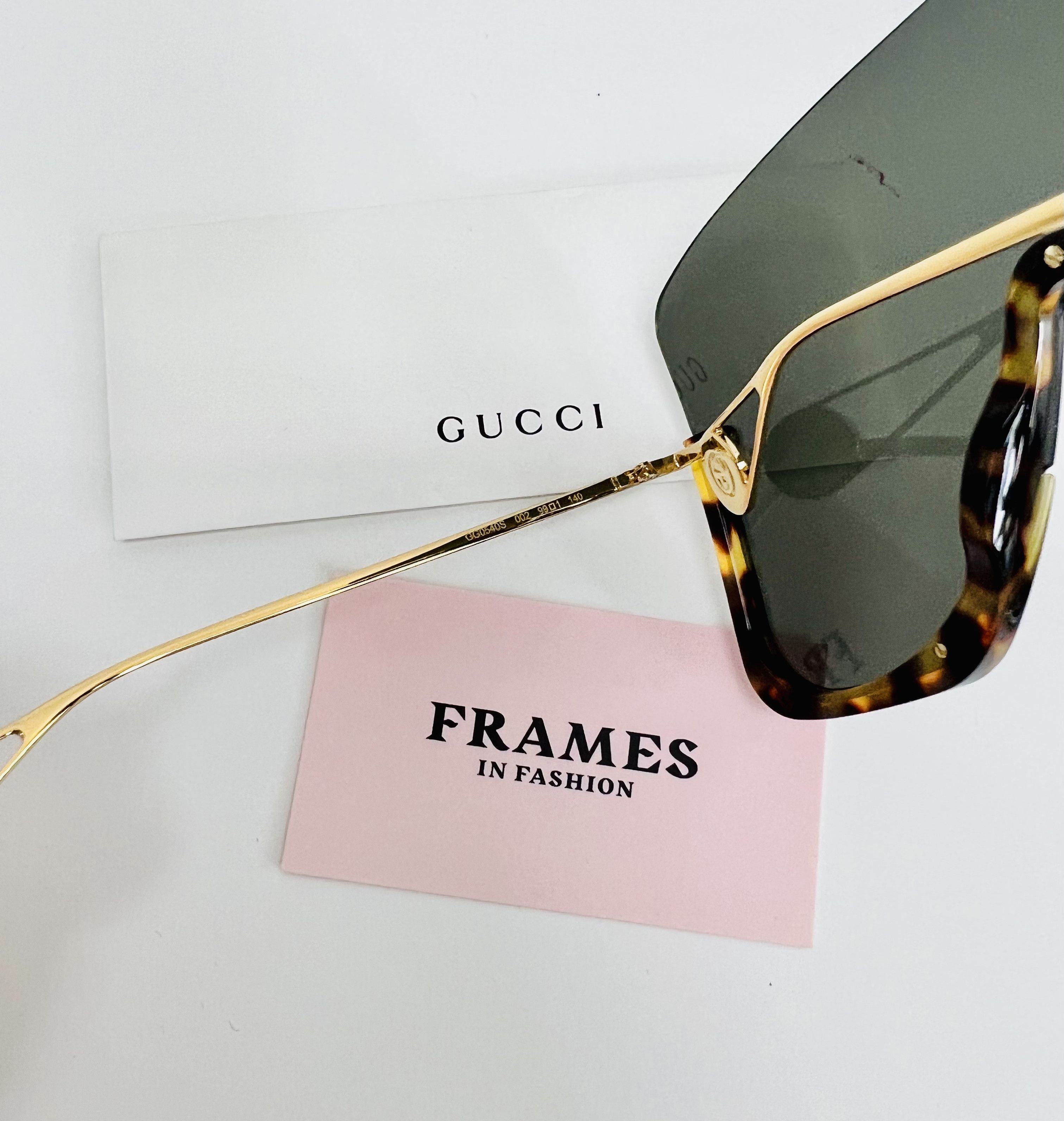 GUCCI STAR 0540 Black Havana Stud Mask Sunglasses GG0540S
