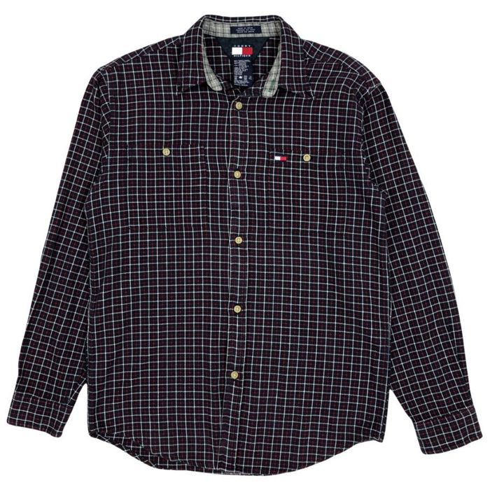 Vintage Tommy Hilfiger Checked Blue & Black Flannel Shirt - L