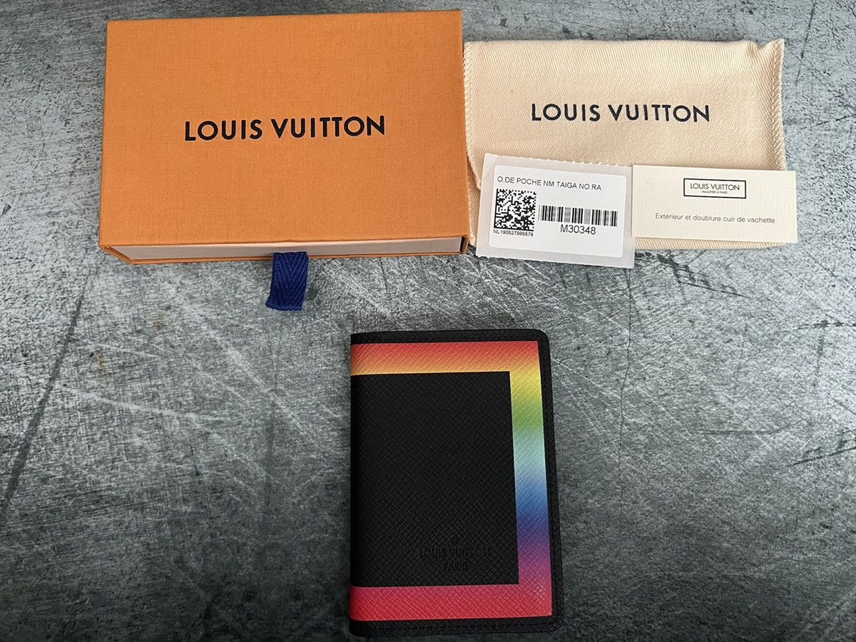 Louis Vuitton Pocket Organizer Taiga Black/Rainbow in Taiga Leather