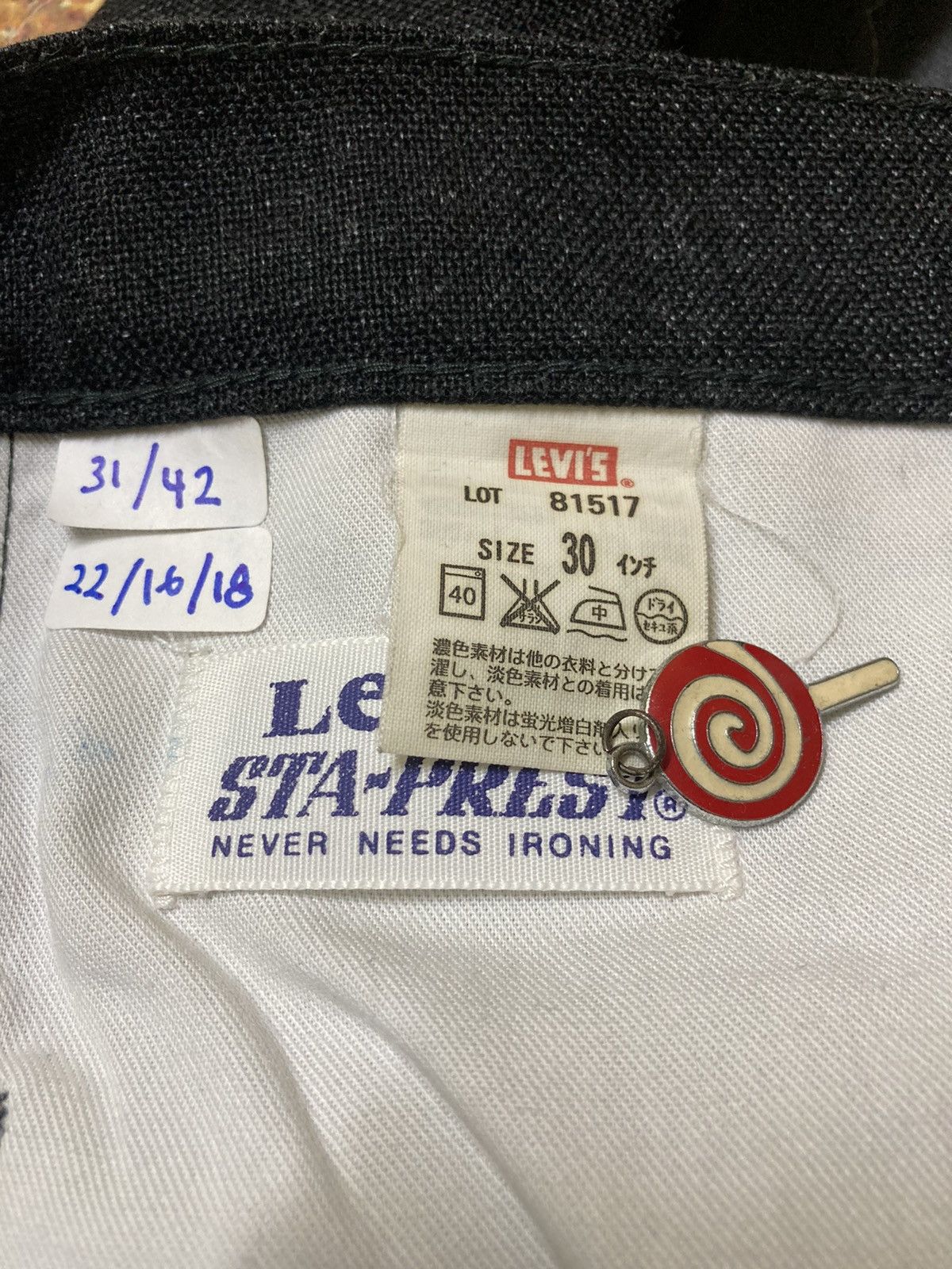 Levi's Vintage Dark Grey Levis Sta-Prest Size US 31 - 8 Thumbnail